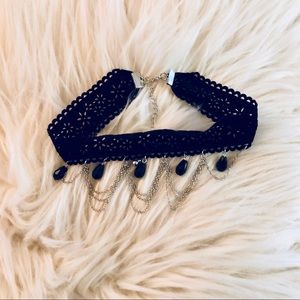 Gothic laced beaded chain choker